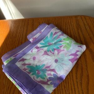 vintage scarf floral retro silky rectangular